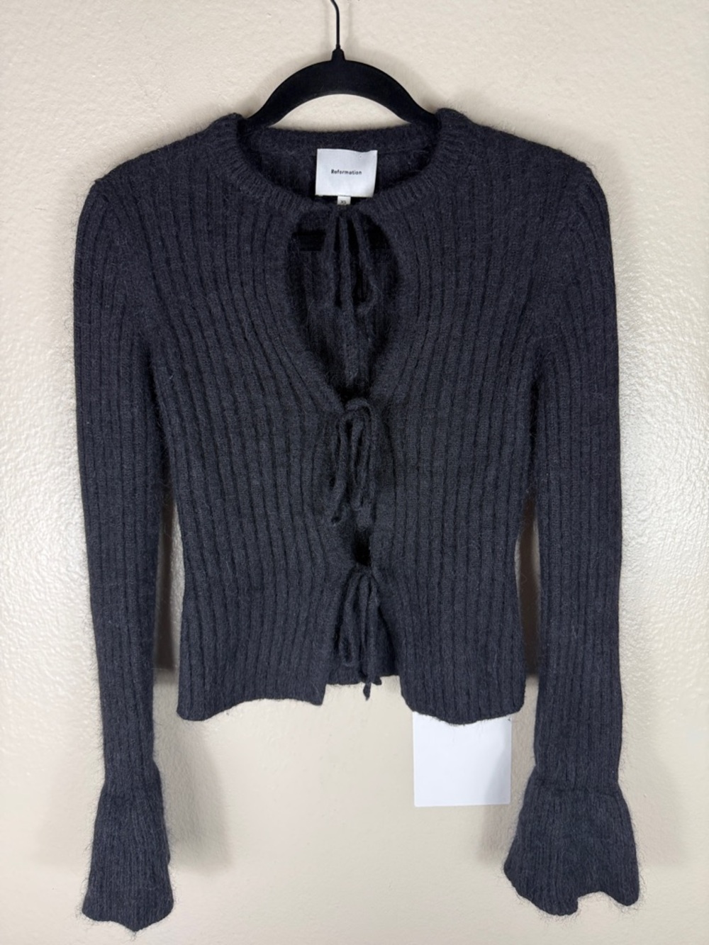 Reformation Rebecca Cashmere Alpaca Tie Front Cardigan - Picture 8 of 9